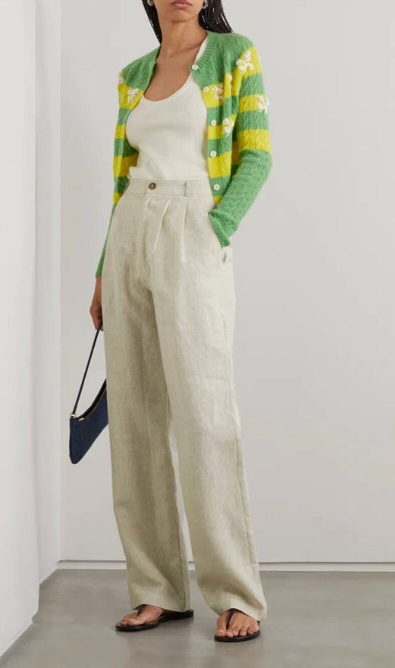 Reformation Pants 2 Mason Linen Pleated Wide Leg Beige Casual Summer Office Work